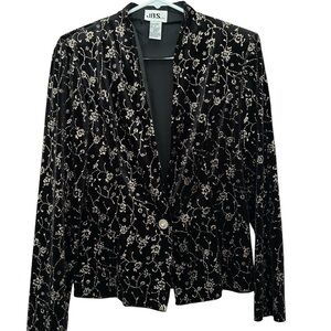 Vintage JBS LTD Black Velvet Floral Blazer – Size M – Whimsigoth 90s Style
